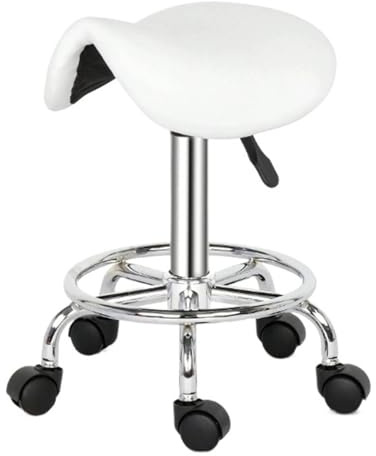 UALXPAO Rollhocker Rollhocker Fußsattelhocker Kosmetikladentechniker Drehlift Dentalmaniküre Drehstuhl(White)