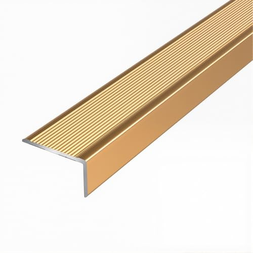 Perfil de Aluminio 90 cm, Cantonera Metálica en L Antideslizante Reforzada para Escalones de Mármol, Baldosa Y Madera Interior/Exterior