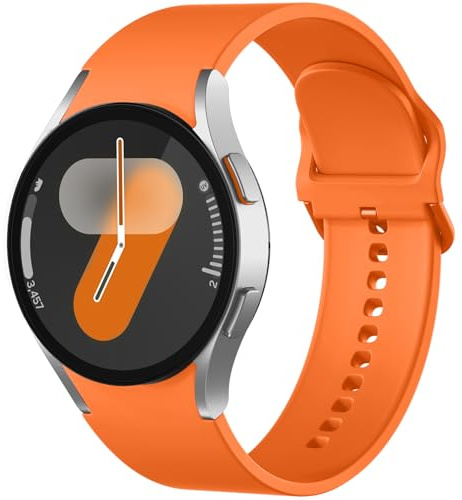 Mastten Kompatibel mit Samsung Galaxy Watch 7 6 5 4 FE Armband 40mm 44mm, Weiches Silikon Armbänder für Galaxy Watch 6 Classic / 4 Classic / 5 Pro, Sport Armband für Damen Herren, Orange