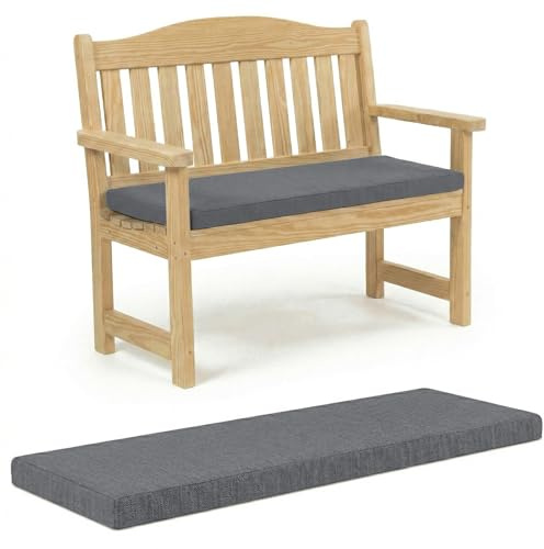 100% Waterproof Garden Bench Cushion 2/3/4 Seater Outdoor Long Bench Seat Pad for Lawn & Garden, Patio, Office, Coffee Shop with Removable Cover (2 Seater 108cm x 45cm x 5cm, Dark Grey)