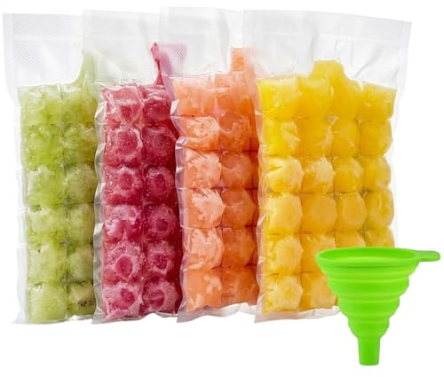 50 Piece Set of Self-Sealing Freezer Ice Bags with Random Color Funnel, Ice Cube Bags, Disposable Ice Cube Bags for Easy Ice Making and Storage, Practical Ice Bag Solution for Home Use
