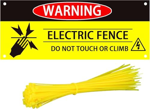 Warnschilder für Elektrozaun, 25,4 x 10,2 cm, Do Not Touch or Climb, Sicherheitsschild für Bauernhof, Haus, Hof, Lager, 4 Stück