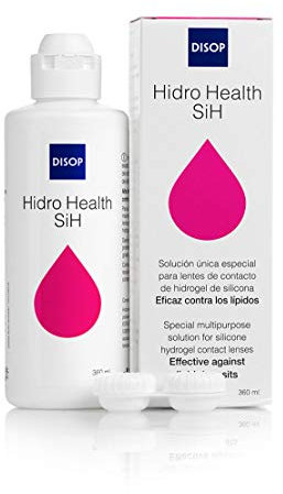 Disop Hidro Health - Hidro Health SiH Contact Lens Solution, Effective Against Lipid Deposits, Includes Antimicrobial Lens Case, Suitable for Silicone Hydrogel Lenses, 360 ml (Pack of 1)