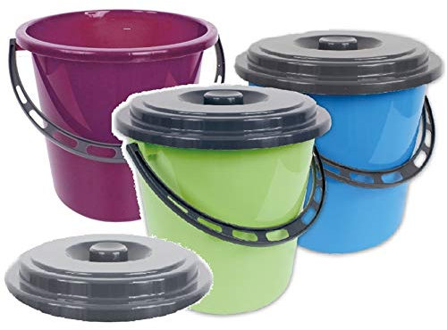 5 oder 10 Liter Eimer Lebensmittelecht Futter PUTZEIMER Plastik Kunststoff Gastronomie (Grün, 10 Liter)