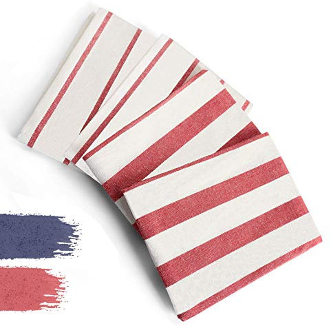 DIVORY 4er Set Geschirrtücher | 100% Baumwolle | 40x60 cm | rot weiß | gestreift | Küchentücher | Geschirrhandtücher | Trockentücher | Küche & Gastronomie Geschirrtuch (Rot/Weiß, 40 x 60 cm)
