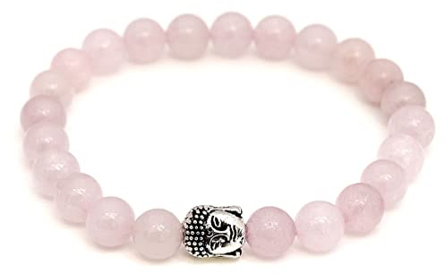 BERGERLIN Buddha Armband Damen Herren, Naturstein Edelstein, 8mm | Buddha Armband 8mm mit silbernem Charm: Edelstein Armband Damen & Herren, echt – vom deutschen Prüflabor bestätigt.