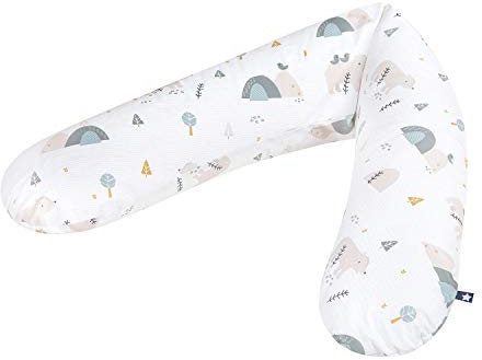 Julius Zöllner Stillkissen, Schwangerschaftskissen, Lagerungskissen, besonders angenehme und anschmiegsame Flockenfüllung,Baumwolle , ca. 180 cm, Mountain Bear