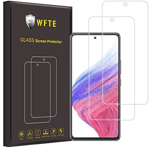 WFTE [2 Stück Panzer Schutz Glas für Samsung Galaxy A53 5G/A52s 5G/A52 4G/5G Panzerglasfolie Schutzfolie 9H Härte, Anti-Kratzen, Anti-Bläschen Displayschutzfolien für Galaxy A53 5G