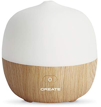 CREATE/Aroma Studio/Difusor de Aromas y humidificador Madera Natural/Emite Vapor Frio con propiedades Humectantes y de Aromaterapia, 7 Colores de Luces LED programables, 120ml, 5W