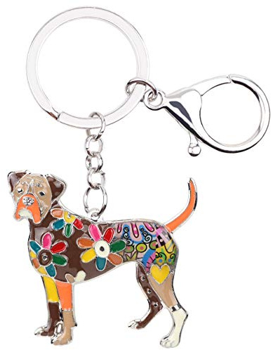 WEVENI Emaille Legierung Boxer Hund Schlüsselanhänger Haustier Charms Schmuck für Frauen Mädchen Tasche Auto Brieftasche