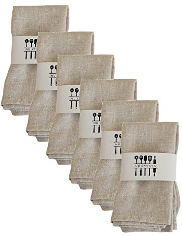 6er Set Stoffservietten Leinenservietten Baumwolle 100% Natur Leinen Tischdekoration Küche Esstisch Abendessen Cafe Restaurant 40*40CM Familienessen Hochzeiten Cocktail Startseite Weihnachten(Beige)