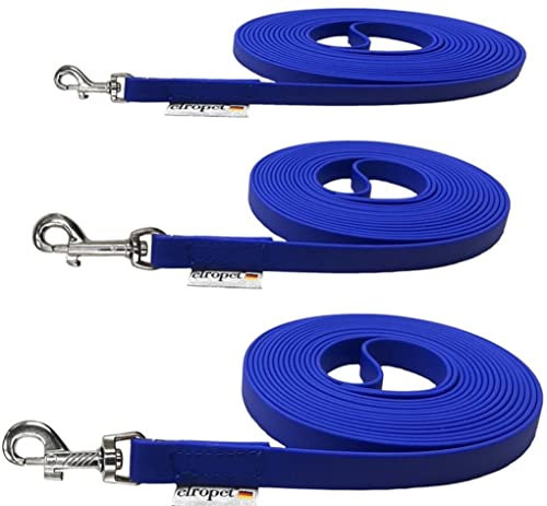 Schleppleine Biothane Hundeleine kleine Hunde/Hundeleine große Hunde Übungsleine Hundezubehör Blau (20m OHNE Handschlaufe, 9mm (kleine Hunde))