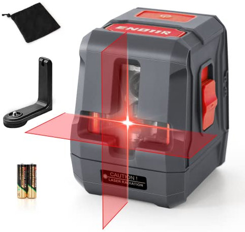 ENVENTOR Laser Level, Red Self Leveling Laser Level with Horizontal Vertical 2 Line Laser Tool 360° for Wall Picture Hanging, Waterproof Cross Line Laser Outdoor, Battery Carrying Bag Included