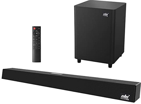 Wohome Sound Bar per TV con subwoofer, 28 POLLICI 120W Ultra Slim Surround Soundbar Sistema di altoparlanti con Wireless Bluetooth 5.0 HDMI-ARC Ottico RCA USB AUX Ingresso funziona con TV 4K e HD