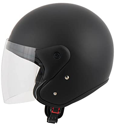 MTR DX2 Jethelm mit Visier, ECE Zertifiziert - Maximale Sicherheit, Ideal als Mopedhelm, Rollerhelm & Vespahelm, Robuster & Komfortabler Motorradhelm, Jethelm Schwarz in M
