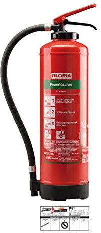 Gloria SE+6EASY AB Schaum Feuerlöscher Schaumlöscher inkl. Halterung u. Plakette