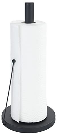Wenko Portarotolo di carta Clayton, portarotolo nero Black Outdoor Kitchen per comuni rotoli da cucina, supporto indipendente in metallo verniciato a polvere, accessorio per cucina Ø 15 x 33 cm
