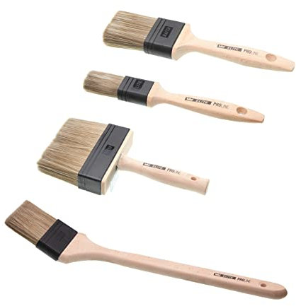 Profi Lasurpinsel PROLINE Elite 4er Vorteils-Set, Pinsel 35 mm, 60 mm & 120 mm breit & 70 mm breit mit langem Griff, Premium Qualität