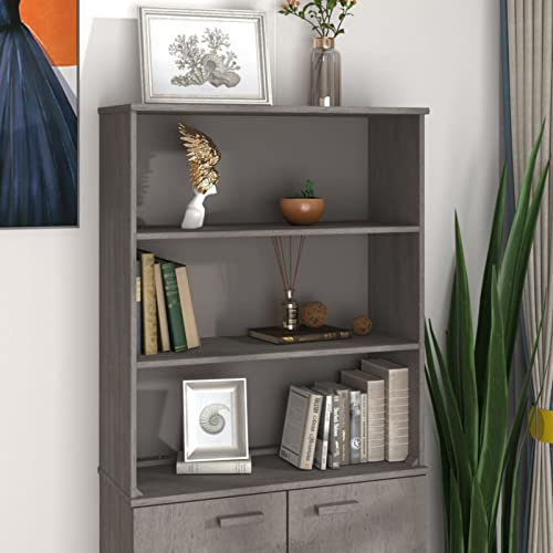 Tidyard Aufsatz für Highboard Vitrine Kommode Anrichte Schrank Sideboard Massivholz Kiefer Hellgrau 85x35x100 cm