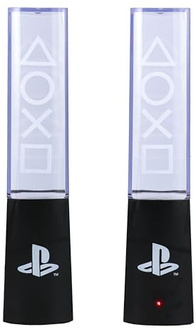 PlayStation Flüssigkeits-Tanzlichter - Offiziell lizenziert, zwei schallreaktive Springbrunnen, Stimmungsbeleuchtung für Gaming-Raum oder Schreibtischzubehör, Geschenk für Gamer, betrieben mit USB