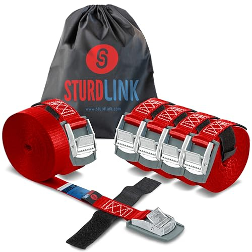 Spanngurte 25mm 250kg 3 m mit Klemmschloss + Klettband + Schutz + Tasche | Set x6 | Befestigung für Fahrradträger, Gepäckträger, Anhänger, Dachbox, Auto, Camping, Motorrad, Gurte zum Befestigen