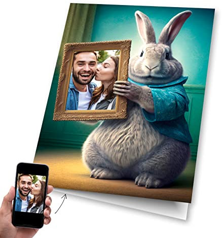 codiarts. Osterkarte personalisiert mit deinem Foto XL-Klappkarte DIN A4 mit Umschlag Ostern, Grußkarte (Osterhase 01)