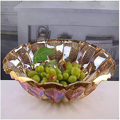 OQHAIR Bols à Fruits de 34 cm, Grand Bol à Fruits en Cristal/saladier/Assiette à Fruits (Couleur : C)