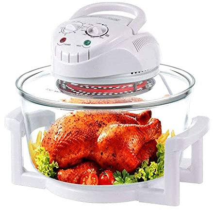 Horno Turbo Halógeno Bajo en Grasa 12 litros, Triple Potencia de Cocción de Halógeno, Convección e Infrarrojos, Temporizador de 60 Minutos Dial de Temperatura Ajustable, Freidora de Aire 1300W