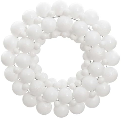 Weihnachtskranz Weiß 45 cm Polystyrol, CIADAZ Weihnachtsdeko, Türkranz Weihnachten, Adventskranz Modern, Christmas Decor, Türkranz Weihnachten Außen, Türkranz Winter