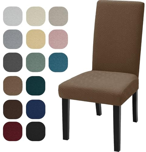 YSTELLAA Stuhlhussen 6er Set, Stuhlhussen Stretch, Sesselüberzug, Universal-Sitzbezug, Waschbar Und Abnehmbar, Dekoration Stuhlbezug Für Haus, Bankett-/Büro-Hochzeitsdekorationen, Braun