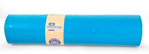Inoverse 200 unidades (20 rollos) bolsas de basura de 240 litros, resistentes al desgarro, bolsas de basura, 100 x 125 cm, bolsas de basura azules, bolsas de basura de LDPE reciclado