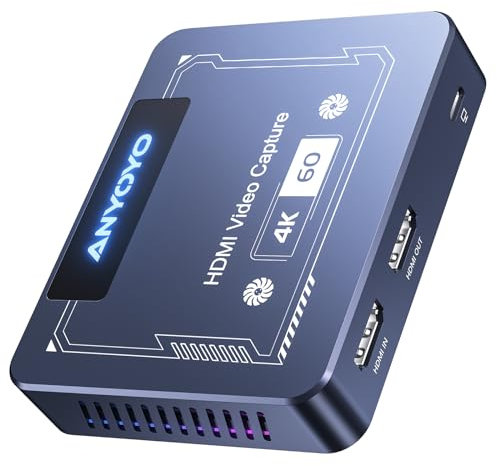 Capture Card, ANYOYO 4K 60FPS HDR & VRR Passthrough Near-Zero Latency Video Capture Card for PS5, PS4, Nintendo Switch, Windows 11 / Mac Os12