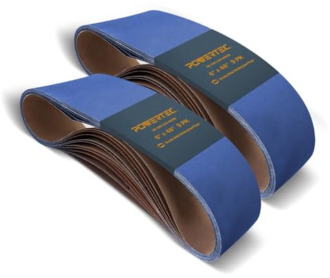 POWERTEC 15,2 x 121,9 cm Zirkonia-Schleifbänder, je 6 Stück Körnung 36/100/120, 18 Stück, Bandschleifer, Schleifband-Sortiment für Tischschleifer, Band- und Tellerschleifer, Holzbearbeitung,
