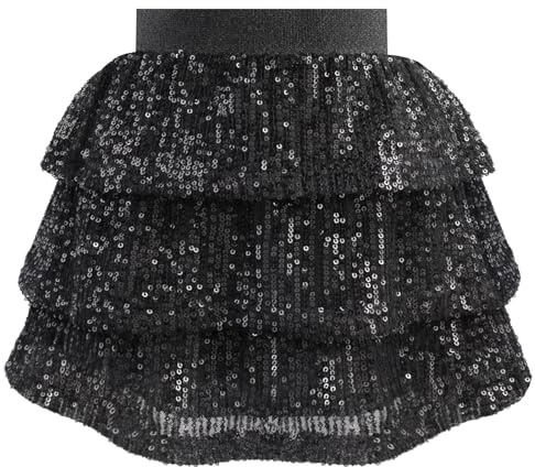 Bezioner Gonna Paillettes Bambina Glitterata con Vita Elastica Luccicanti Principessa per Ragazze Danza Compleanno Festa Nero 110 (100-110 cm, 5-6 Anni)
