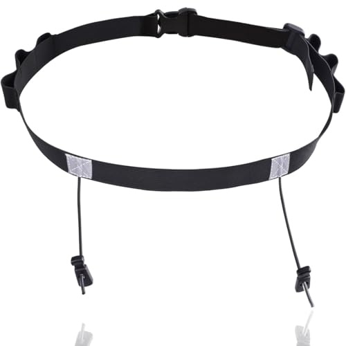 Triathlon Startnummernband, Laufgürtel mit Nummernhalter, Ring Running Belt, Bauchtasche Gürteltasche für Radfahren, Triathlon, Marathon, Laufen, Schwarz