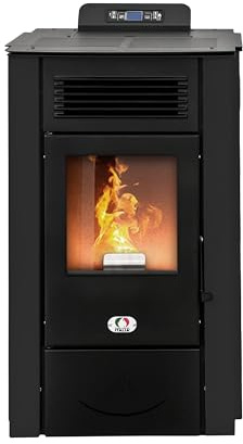 STUFE A PELLET ITALIA Colorado 12 Kw 5 Étoiles - Poêle à Air Ventilé Efficacité 91% Chauffe 120m² Autonomie 15H Certifié 5 Étoiles 5 Vitesses et Puissances Programmable Garantie 24 Mois Noir
