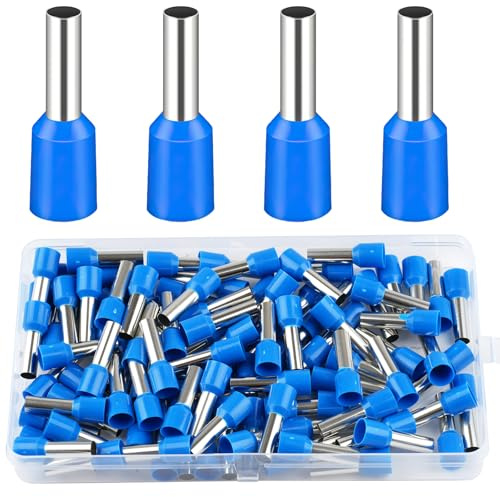 Aderendhülsen 16mm2 100 Stück, Aderendhülsen Set 16mm2 x 18mm, Blau Aderendhülsen Isoliert für Garagen, Verteilerkästen, Autoteile, Mechaniker, Werkstätten