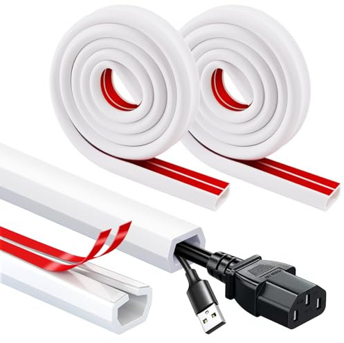 Cable Trunking, White Cable Cover Self Adhesive Cable Management Trunking, Mini Flexible Cable Protectorl for Wires on Wall Floor Wire Trunking to Hide Wires for Electric Cables