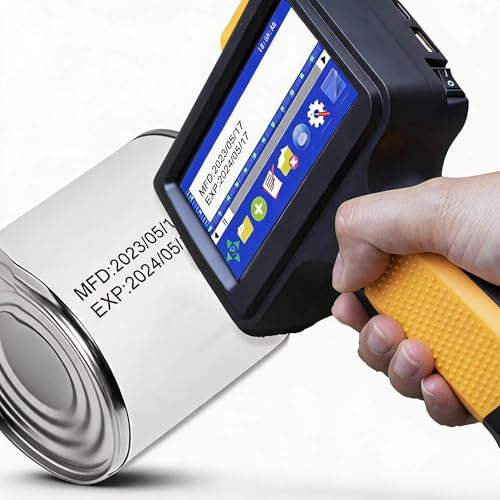 Handheld Tintenstrahldruckerpistole mit 4,3 Zoll LED Touchscreen, Tragbarer 12,7 mm Tintenstrahldrucker, 4,3 Zoll LED Tintenstrahlcodiergerät mit 600 DPI für Text, Zahlen,