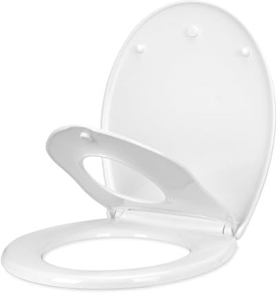 YOTOREE Toilettendeckel mit Kindersitz, WC-Sitz Toilettensitz mit Absenkautomatik, O Form Kunststoff Klodeckel mit Verstellbaren Scharnieren, Quick-Release Funktion für einfach Reinigung, Weiß