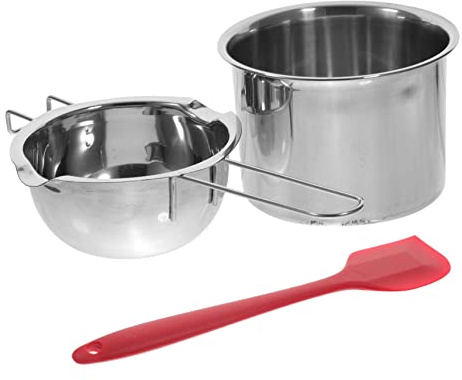 PRETYZOOM Olla De Doble Caldera De Acero Inoxidable para Fundir Chocolate Mantequilla Queso y Cera con Espátula Apta para Repostería y Fabricación De Jabón y Olla para Cocina y Bricolaje