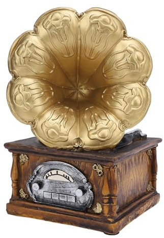Luqeeg Modelo de Tocadiscos de Gramófono, Adorno de Resina Vintage, Decoración Retro Antigua para Accesorios de Fotografía, Artesanía Detallada, Agregando un Ambiente Nostálgico,