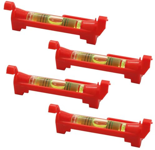 NOPKESV 4 Stück Profi Schnurwasserwaage Schnurlinien-Wasserwaage Wasserwaage für Maurerarbeiten,Klempnerarbeiten,Rinnenarbeiten (Rot)