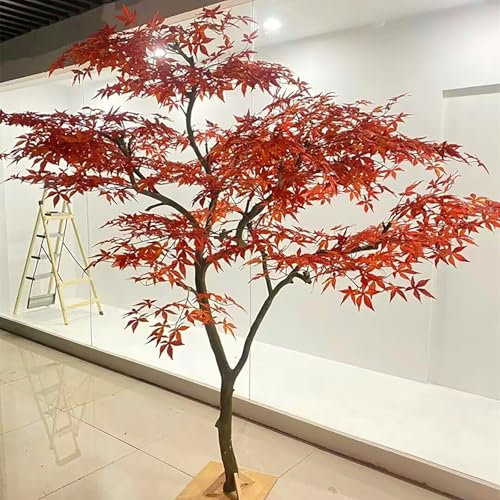 LHXLSH Großer Kunstbaum Roter Ahorn Künstliche Pflanzen Natürliche Müdigkeit Lindern, Kunstpflanzen Wie Echt für Zuhause, Wohnzimmer, Schlafzimmer, Büro, Garten(1.8 * 1.2m/6 * 4ft)
