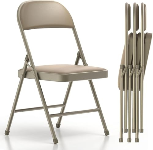 Asdsed Klappstuhl 4er Set, Klappstühle Gepolstert, Klappstuhl bis 158KG Gepolstert mit Starker Stahlrahmen, Faltbarer Klappstühle Platzsparender Schreibtischstuhl für Haus Büro Garten Balkon Party
