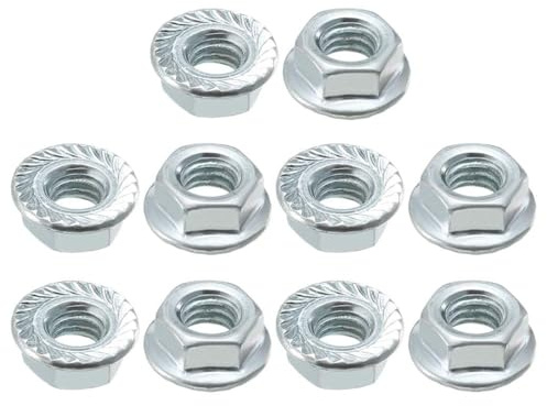 TOP-VIGOR 5/16-18 Serrated Flange Hex Lock Nuts, Zinc Plated Carbon Steel Self-Locking Flange Nuts for Machinery and Automotive, 10pcs