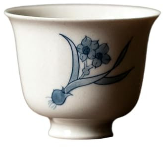 Taza de té de magnolia estilo chino de 40 ml, taza de té antigua de cerámica blanca, orquídea