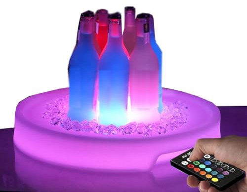 LED Light Up Serving Tray - Rechargeable Waterproof Plastic Tray with Remote Control for Drinks and Snacks - Ideal for Night Parties, Nightclubs, and KTV