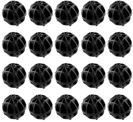 Lotsdonxia 100 Pcs Bio Balls Filter Media, 1.6cm Porous Aquarium Bio Balls, Plastic Spherical Fish Pond Cleaner for Fish Tanks, Ponds & Waterfalls (Black)