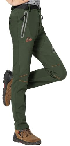 Rdruko Softshellhose Damen Wanderhose Winter Skihose Wasserdicht Schneehose | Winddicht Thermohose Winterhose Warm Gefüttert Outdoorhose Snowboardhose Thermo Trekkinghose mit Taschen